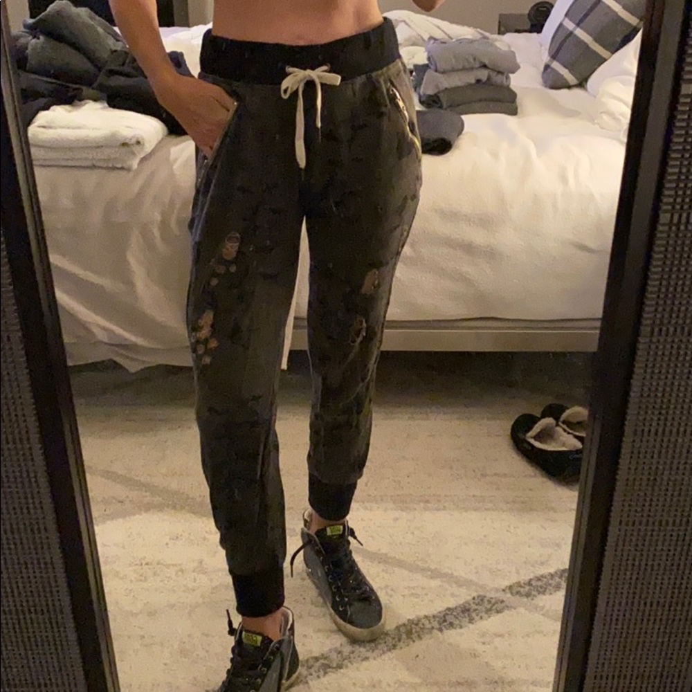 Charcoal distressed sweatpants